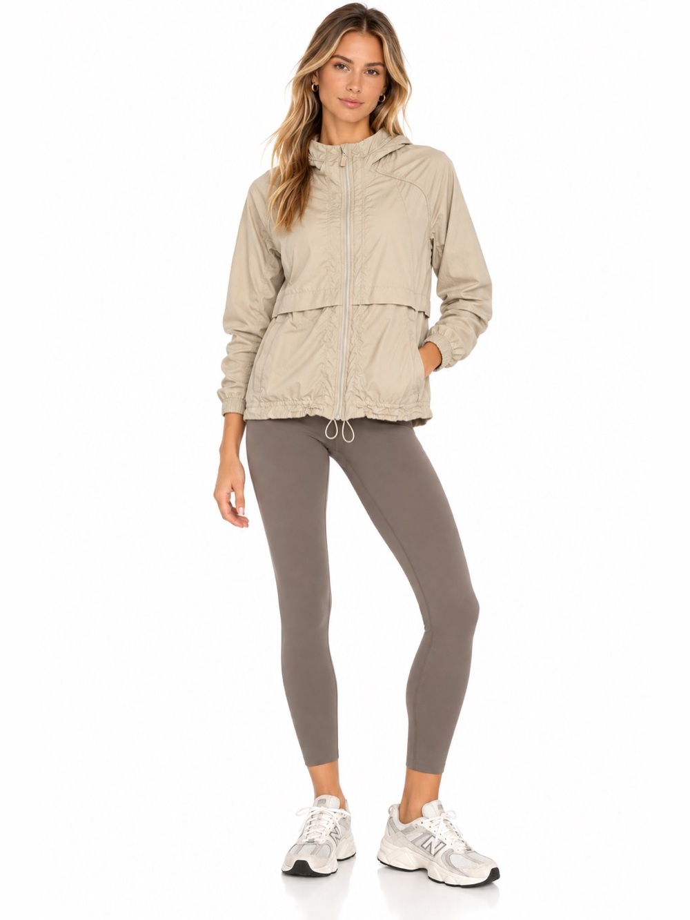 Lululemon Beige Lightweight Full Zip Running Jacket Windbreaker packable